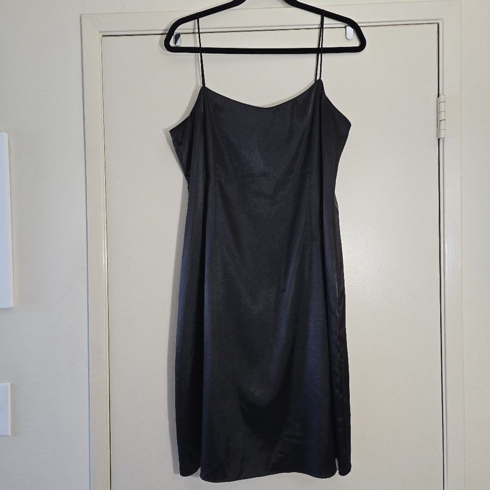 Vintage Rickie Freeman For Teri Jon Black Slip Dress 90s Esthetic Size 16